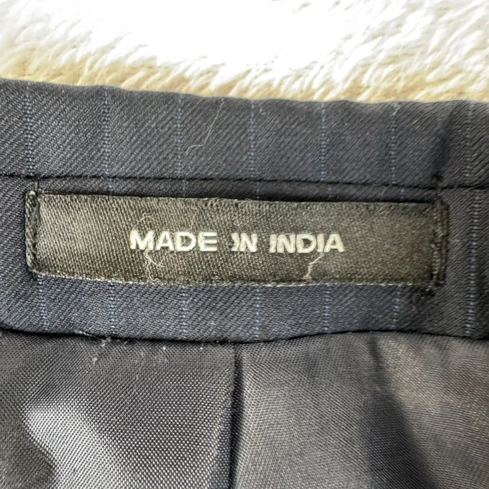 Lauren Ralph Lauren Blazer Mens 38R Navy Blue Pinstripe 100% Wool Suit Jacket